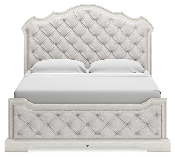 Arlendyne King Upholstered Bed with Mirrored Dresser and Nightstand