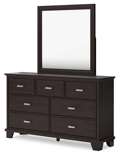 Covetown California King Panel Bed, Dresser, Mirror, Chest and Nightstand