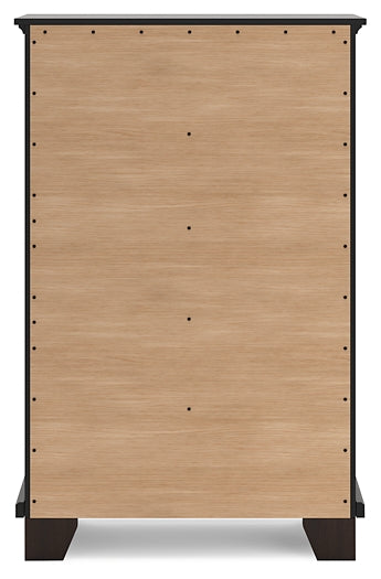 Covetown California King Panel Bed, Dresser, Mirror, Chest and Nightstand