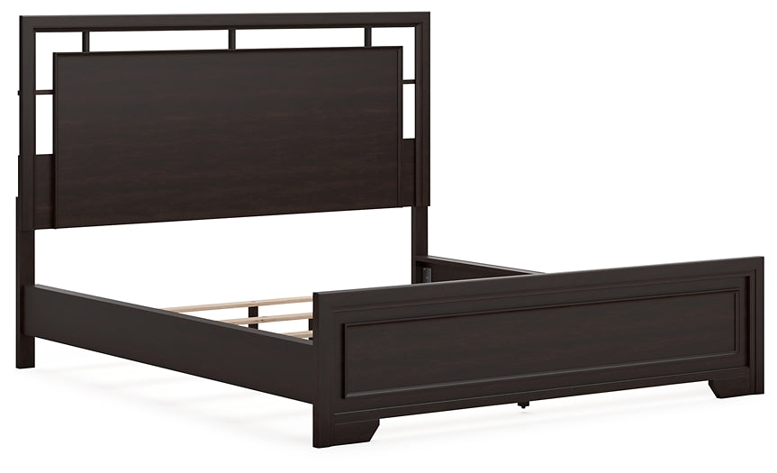 Covetown California King Panel Bed, Dresser, Mirror, Chest and Nightstand