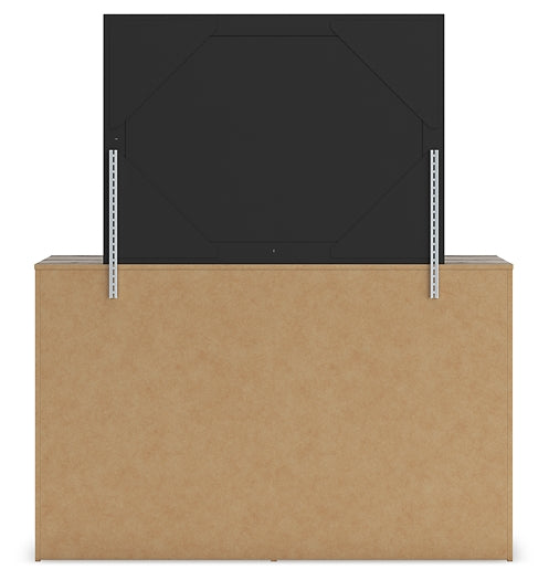 Graystorm Full Panel Bed with Storage with Mirrored Dresser and Nightstand