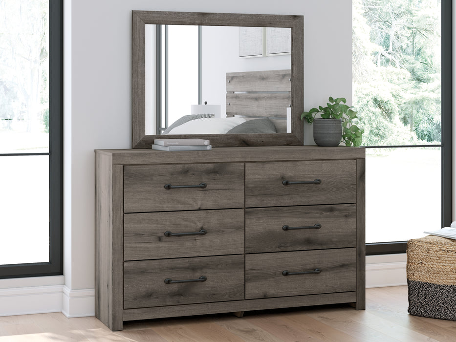 Graystorm Twin Panel Bed with Storage with Mirrored Dresser, Chest and Nightstand