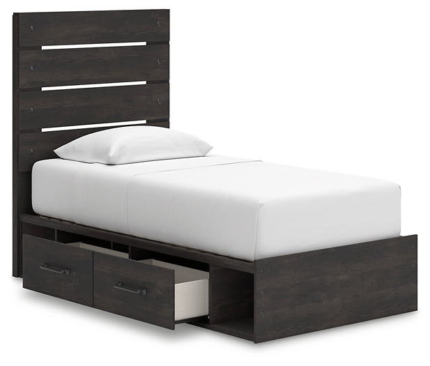 Hollivern Twin Panel Storage Bed with Mirrored Dresser