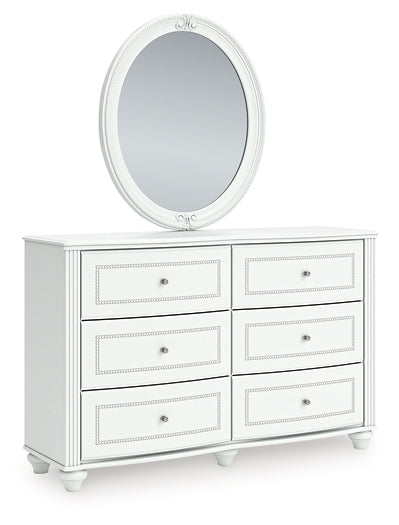 Kozlani Twin Upholstered Panel Bed, Dresser, Mirror and Nightstand