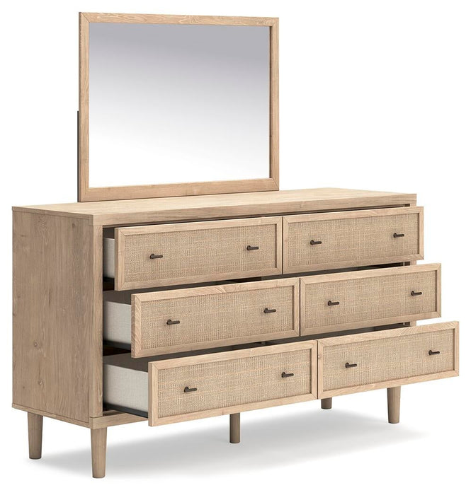 Cielden Full Panel Bed with Mirrored Dresser and Nightstand