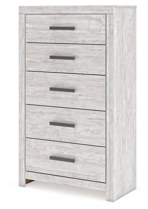 Cayboni King Panel Bed, Dresser, Mirror, Chest and Nightstand