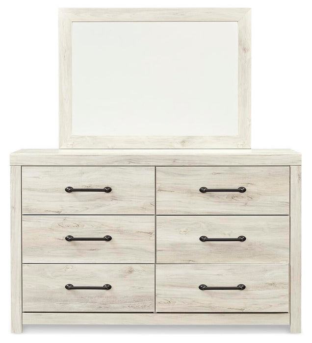 Cambeck Twin Panel Bed with Mirrored Dresser and Nightstand