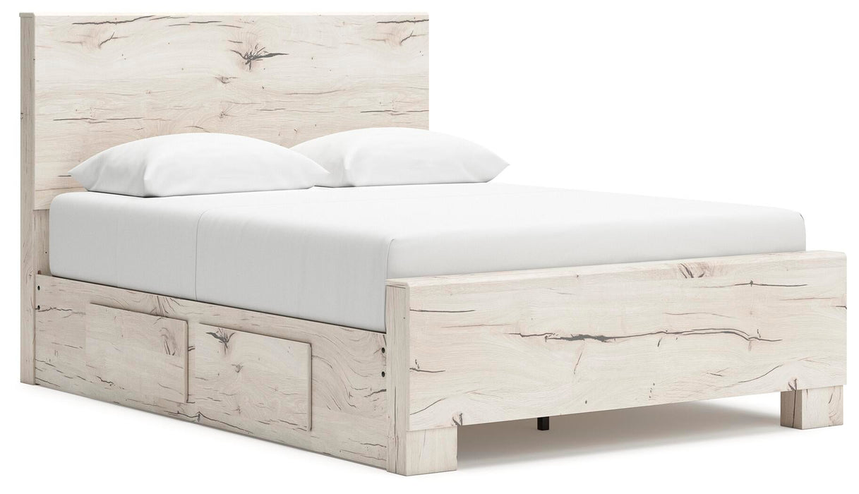 Lawroy Queen Panel Bed with Storage, Dresser, Mirror and Nightstand