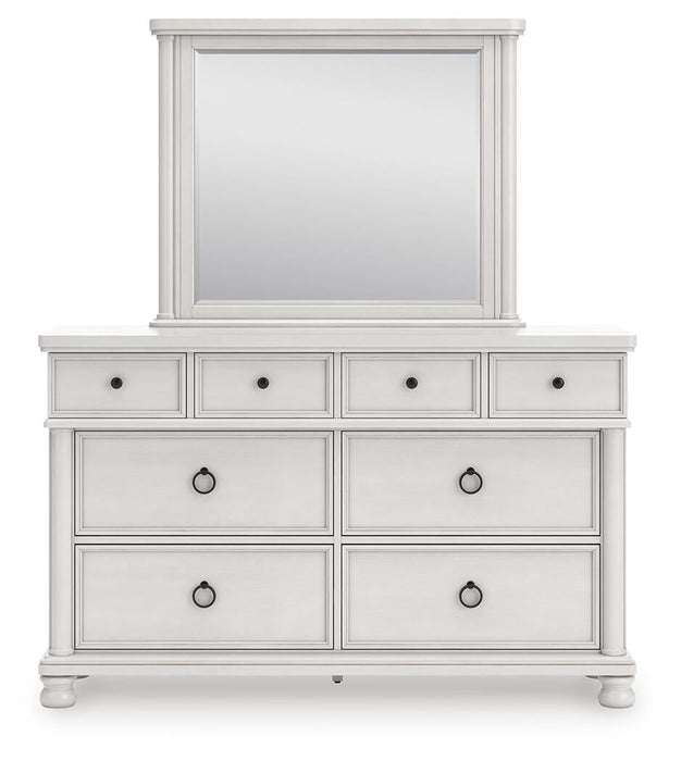 Rowlenstown California King Poster Bed, Dresser and Mirror