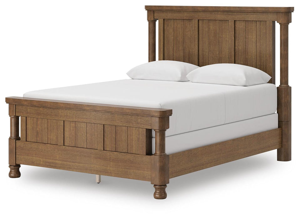 Rowlenstown Queen Poster Bed with Mirrored Dresser