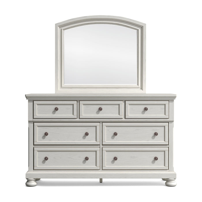 Robbinsdale California King Sleigh Bed with Storage with Mirrored Dresser