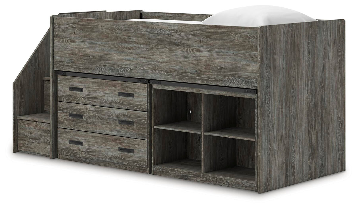 Frandern Twin Loft  Bed with Bookcase and Drawer Storage
