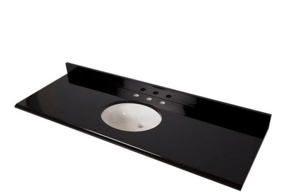 61 In.W X 22 In.D Colorpoint Vanity Top In Black With White Sinks