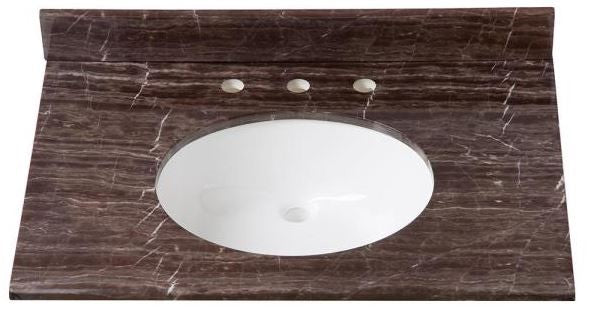 31 In. Stone Effects Vanity Top In Coffee With White Sink