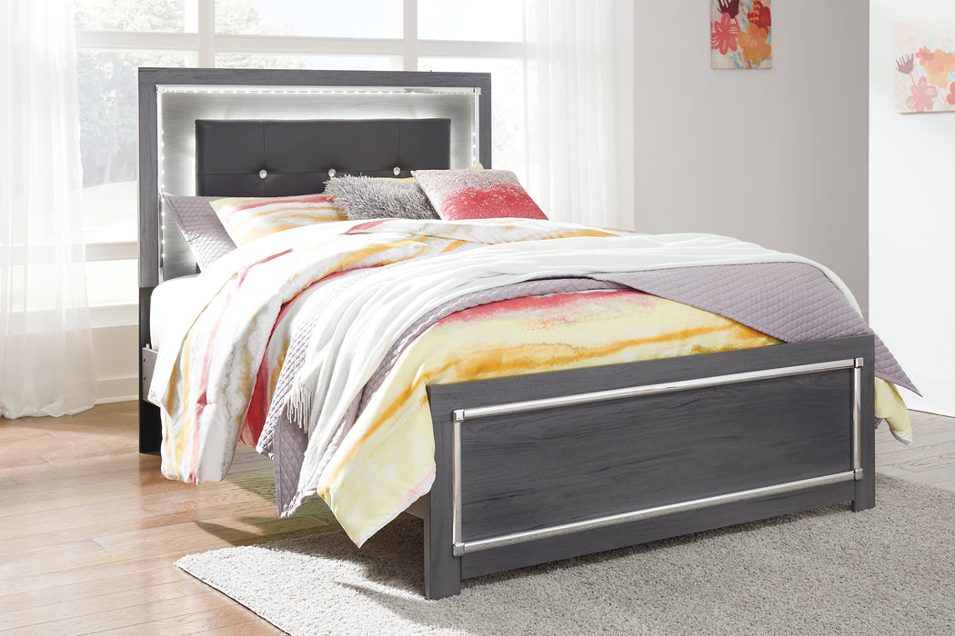 Lodanna Full Panel Bed with Mirrored Dresser and 2 Nightstands