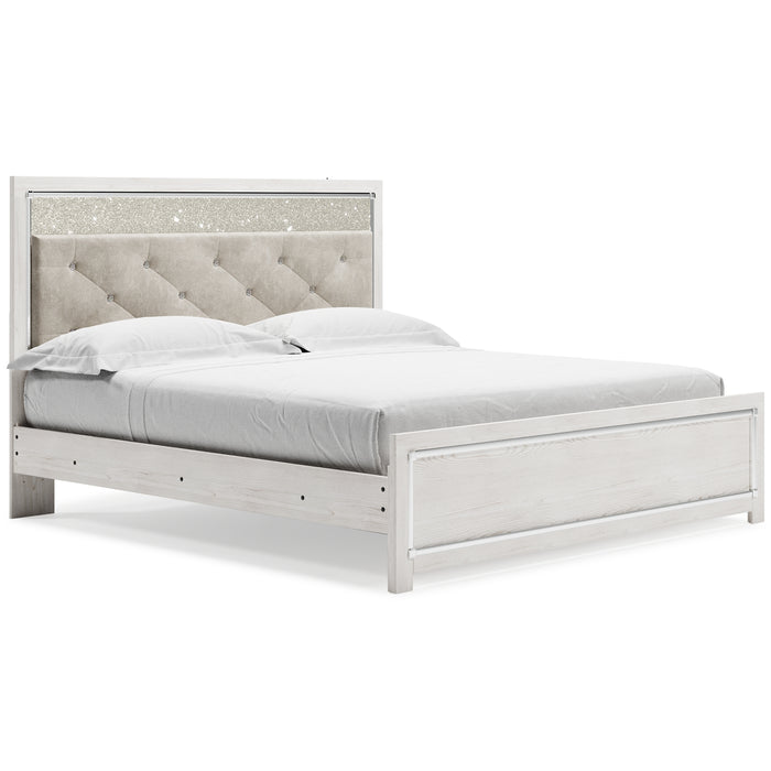 Altyra King Panel Bed with Mirrored Dresser, Chest and Nightstand