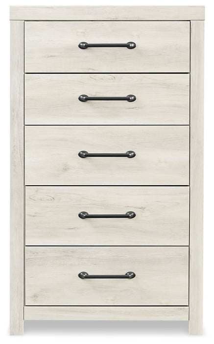 Cambeck  Panel Bed With 4 Storage Drawers With Mirrored Dresser, Chest And 2 Nightstands